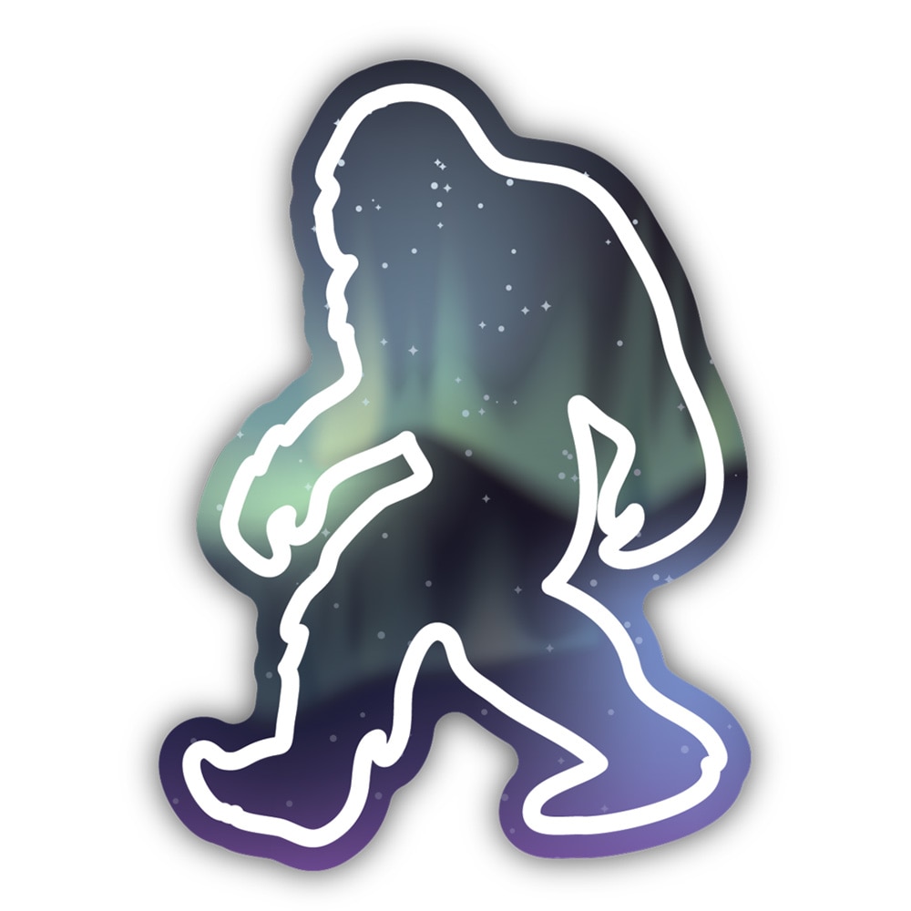 Stickers Northwest, 3", Sticker, Northern Lights Bigfoot